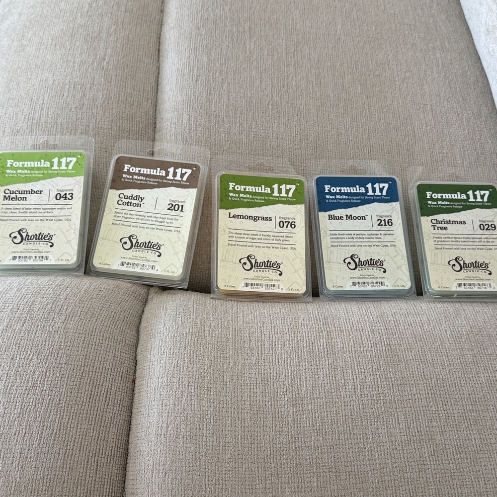 Shortie’s Formula 117 Wax Melts 5 Scents New